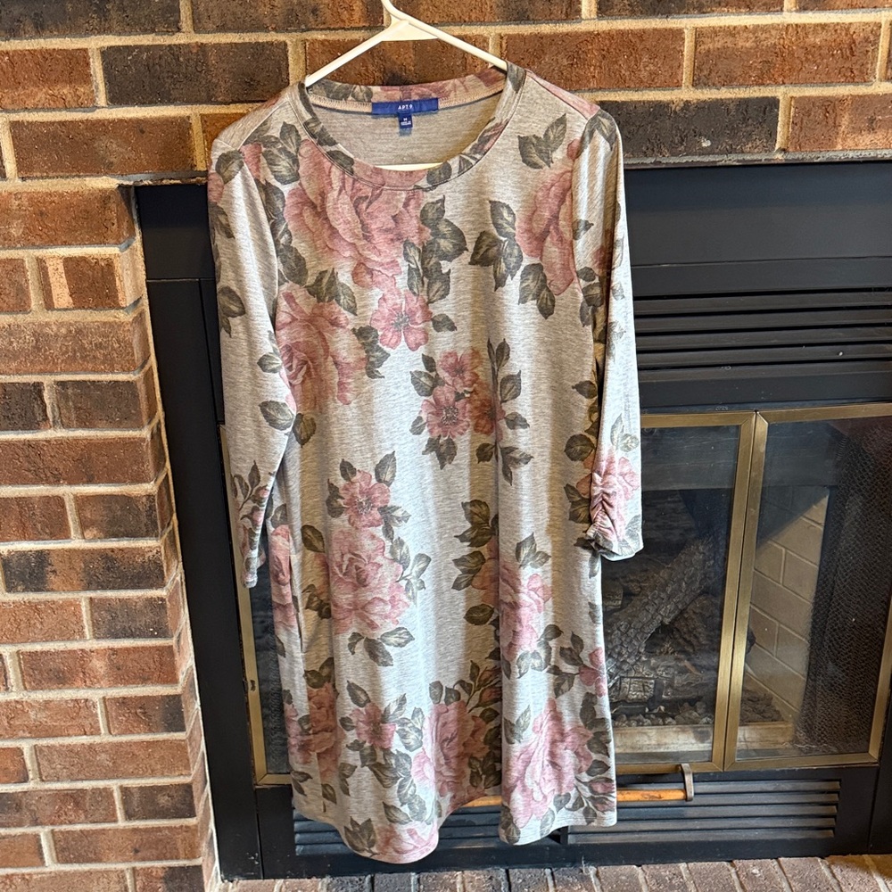 Apt. 9 Gray and Pink Floral Dress